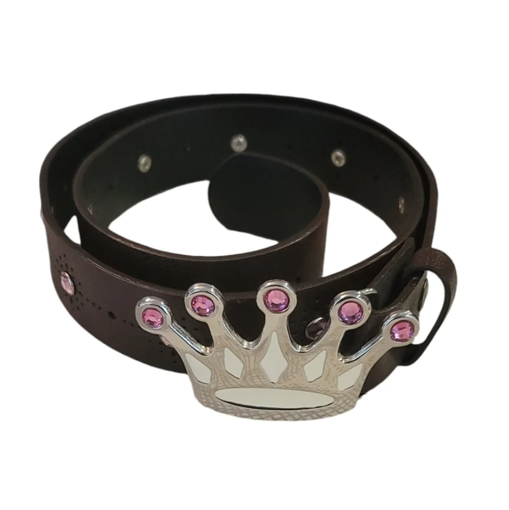 Tilt  adjustable Belt with Crown pink jeweled buckle